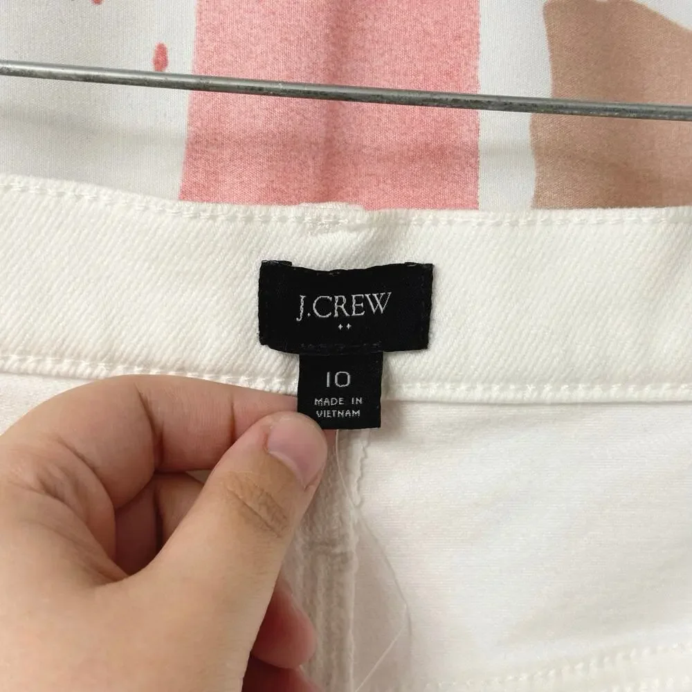J. Crew Factory White Denim Midi Skirt Size 10